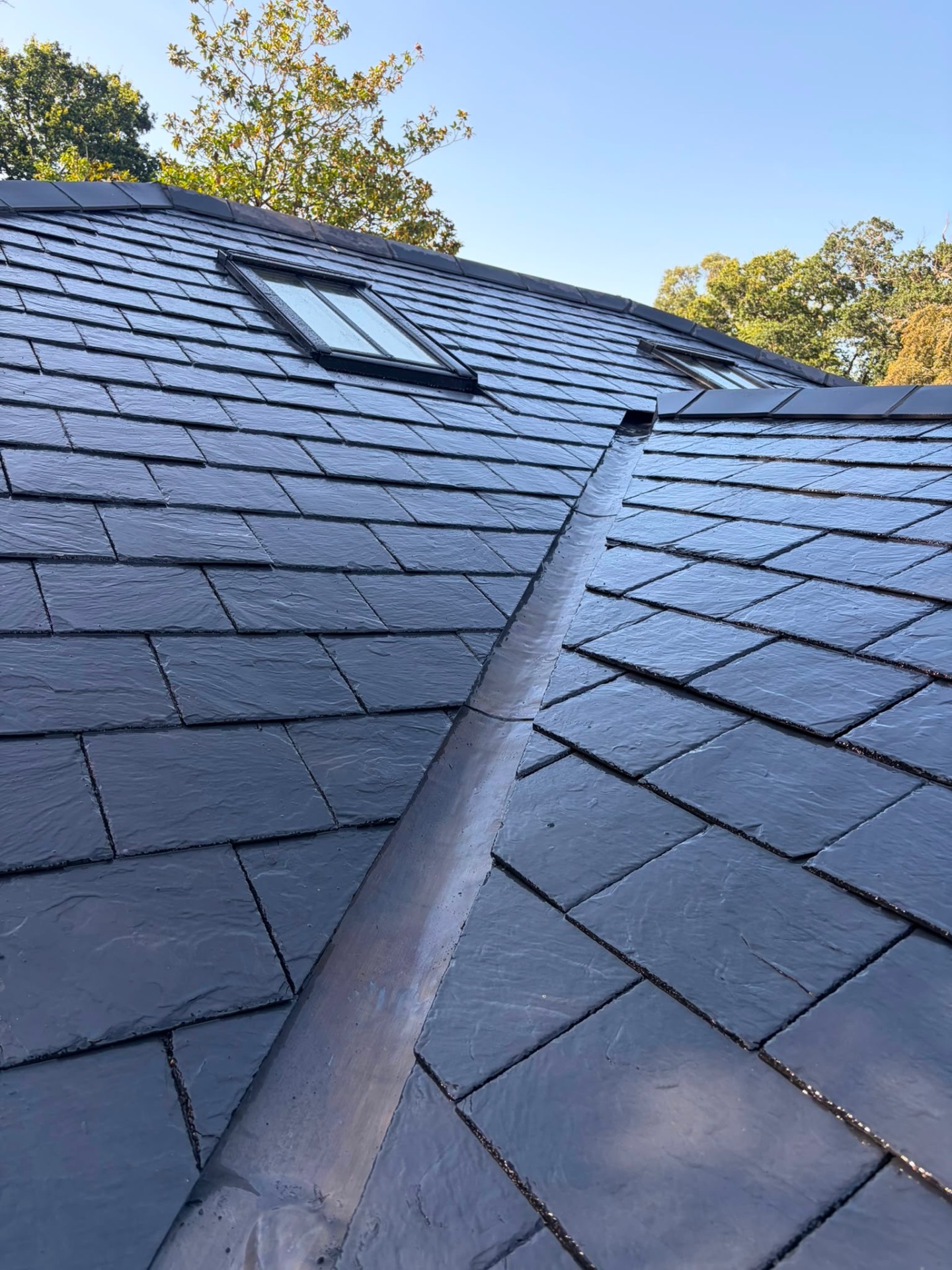 Slate roof with lead valley & roof lights — RINGWOOD